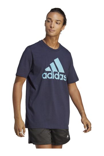 adidas Blue Sportswear Essentials Single Jersey Big Logo T-Shirt