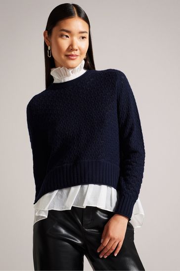 Ted Baker Blue Holina Knit Sweater With 2-in-1 Jumper