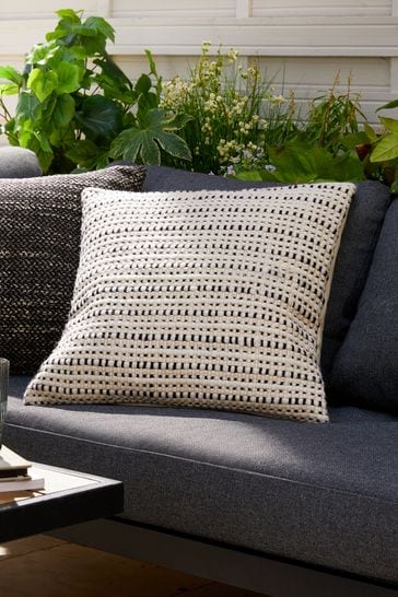Black/White Mono Textured Weave Indoor/Outdoor 50 x 50cm Cushion