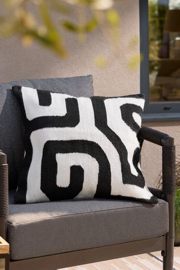 Black/White Abstract Wiggle Indoor/Outdoor 50 x 50cm Cushion