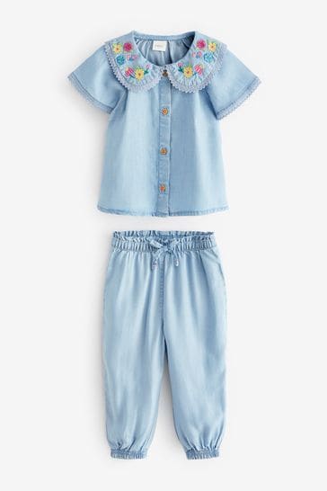 Blue jean 2 piece outfit deals