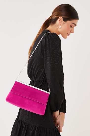 Pink Clutch Bag with Cross-Body Chain