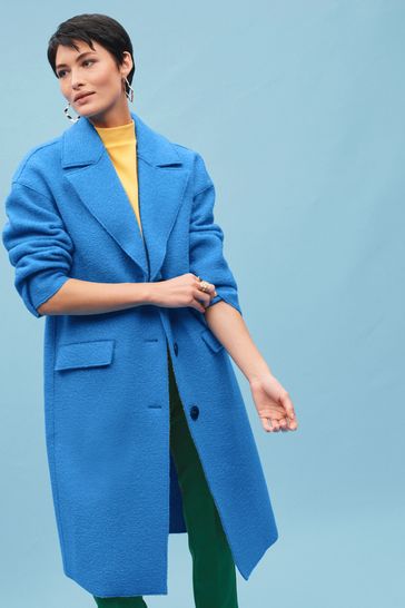 Buy Aqua Blue Textured Boucle Coat from Next Luxembourg