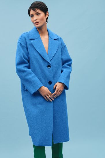 Buy Aqua Blue Textured Boucl Coat from Next Austria