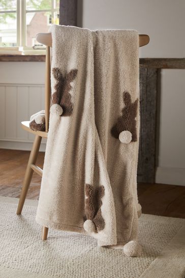 Neutral Base Cosy Bunny Appliqu Throw