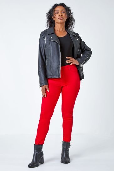Red jeggings outfit sales