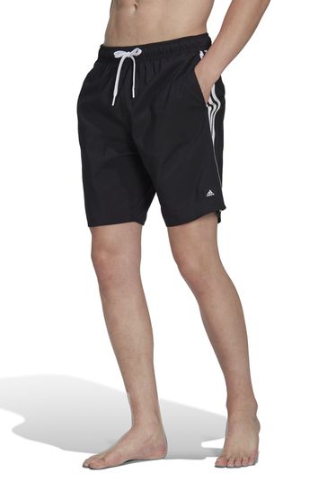 adidas Black Performance 3-Stripes CLX Swim Shorts