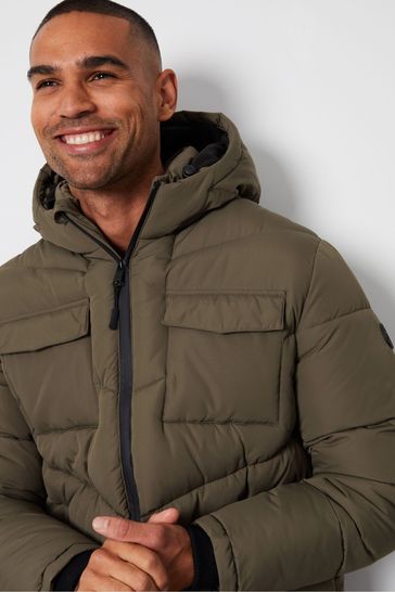 Khaki green puffer jacket mens clearance