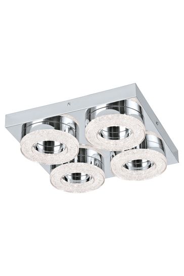 Eglo Silver Chrome And Crystal Fradelo 4 Light Round Rings Ceiling Light