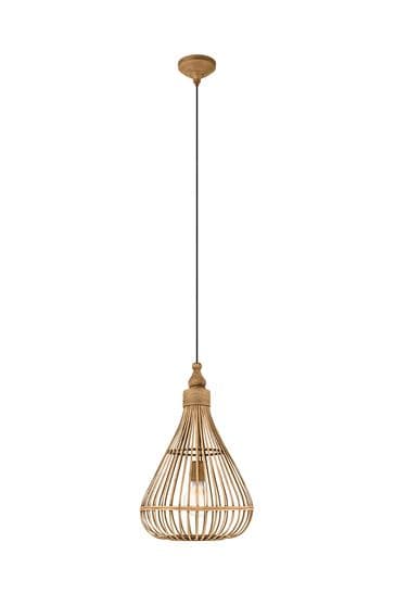 Eglo Natural Amsfield 1 Light Rattan Teardrop Ceiling Light Pendant