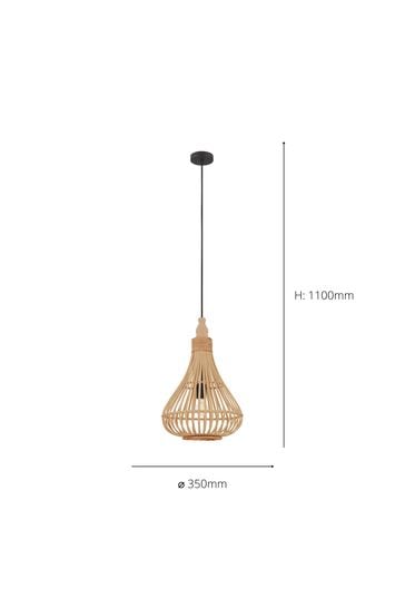 Eglo Natural Amsfield 1 Light Rattan Teardrop Ceiling Light Pendant