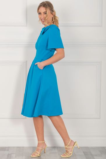 Blue top collared dress