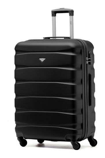Flight Knight Black Medium Hardcase Lightweight Check In Suitcase With 4 Wheels