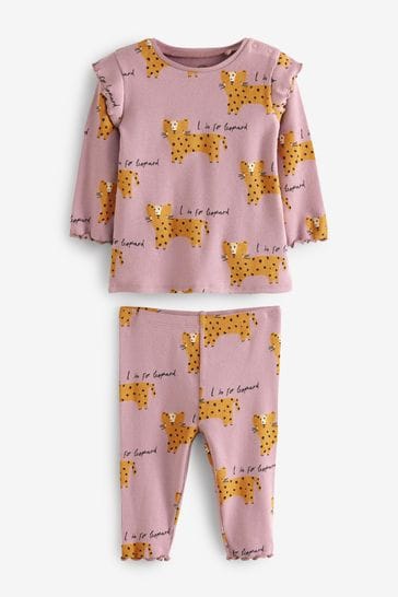 Pink Leopard Character Baby Top And Legging Set