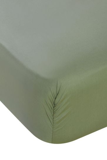 Green Pure Cotton 200 Thread Count Percale Deep Fitted Sheet