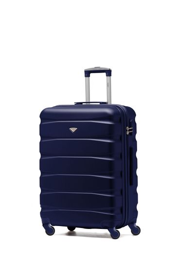 Flight Knight Navy Medium Hardcase Lightweight Check In Suitcase With 4 Wheels