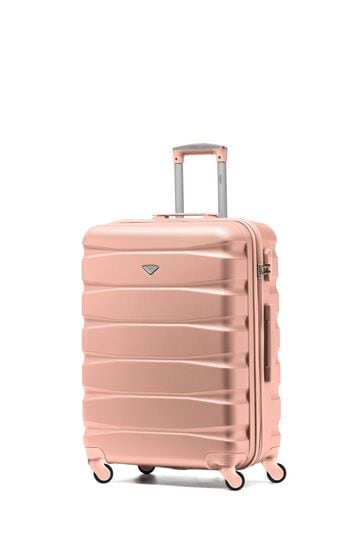 Flight Knight Rose Gold Medium Hardcase Lightweight Check In Suitcase With 4 Wheels