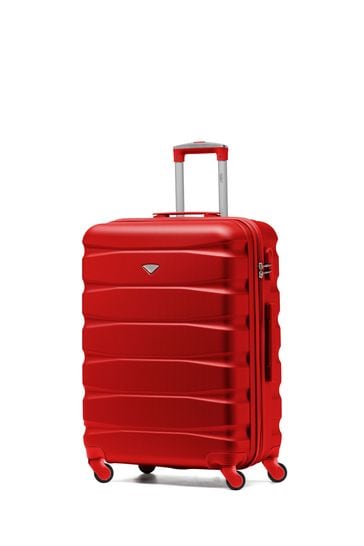 Flight Knight Red Medium Hardcase Lightweight Check In Suitcase With 4 Wheels