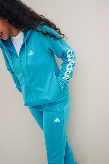 Blue and white adidas tracksuit womens hotsell