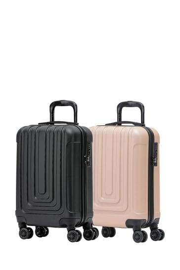 Flight Knight Easy Jet Hard Shell Cabin Carry On Case Suitcase 55x35x20cm Set Of 2