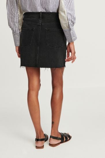 Buy Black Denim Raw Hem Mini Skirt from Next Poland