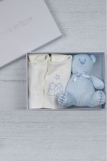 Emile Et Rose Embroidered Bib & Toy Baby Gift Set