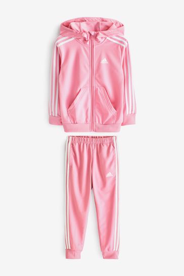 adidas Pink Essentials 3-Stripes Shiny Tracksuit