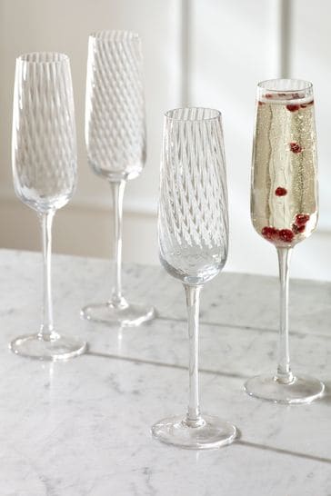 Set of 4 Clear Anais Champagne Flutes