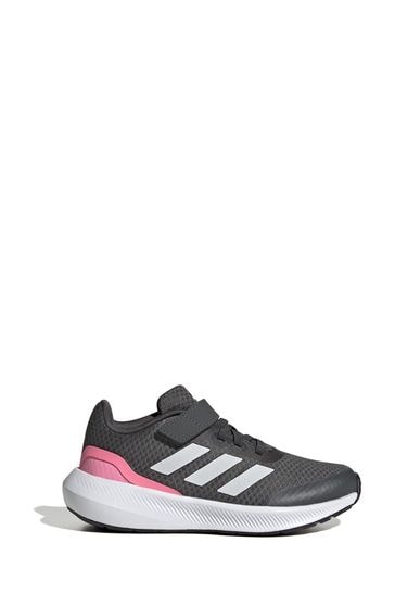 adidas Grey Kids Runfalcon 3.0 Sport Running Elastic Lace Top Strap Trainers