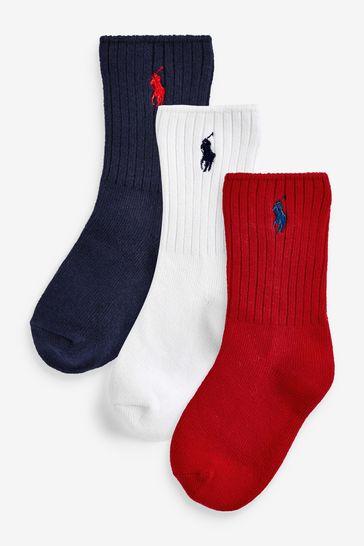 Polo Ralph Lauren Boys Red Socks 3 Pack