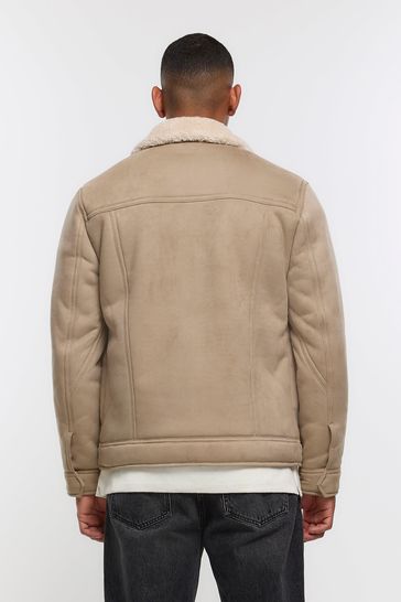 River island sherpa jacket hotsell