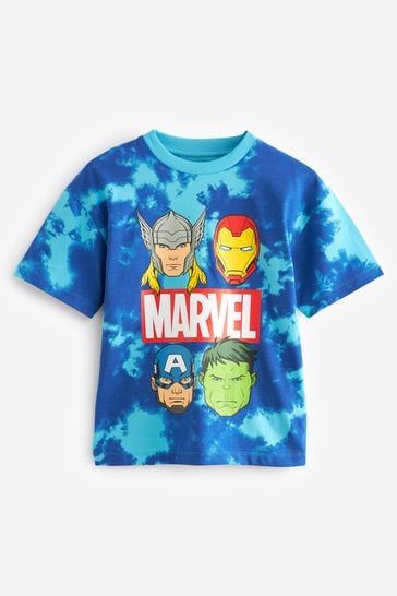 Blue Licensed Marvel Printed Tie Dye T-Shirt (3-16yrs)