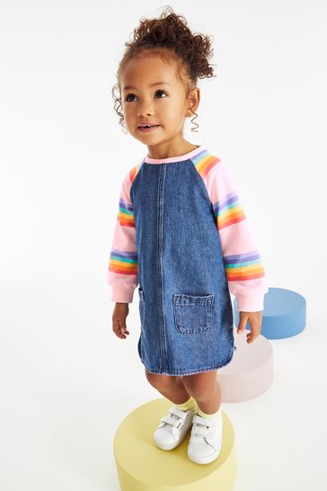 Rainbow denim dress online