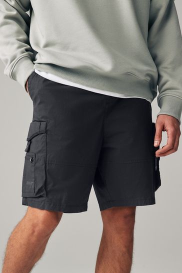 Black Multi Pocket Cargo Shorts