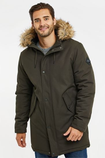 Threadbare Green Showerproof Hooded Parka Jacket