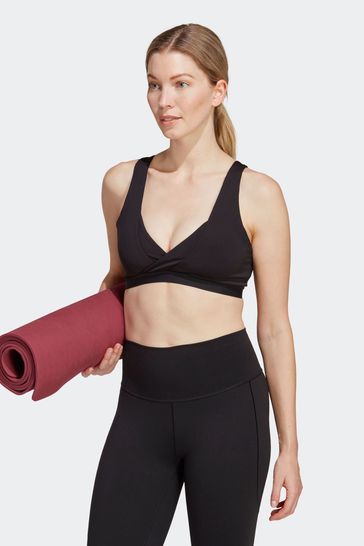 adidas Black Training Yoga Essentials Studio Light-Support Nursing Bra