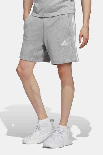 adidas Grey Essentials French Terry 3-Stripes Shorts