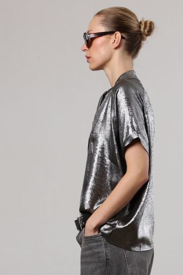 silver gray blouse