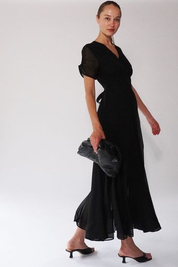 Black wrap maxi dress online