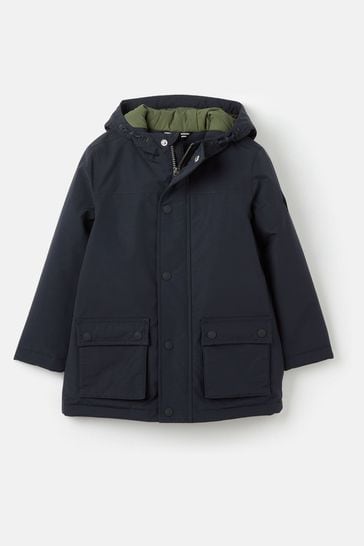 Joules Autumn Layworth Navy Blue Waterproof Coat With Hood