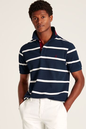 Joules Filbert Navy/White Regular Fit Striped Polo Shirt