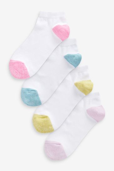 White Pastel Trainer Socks 4 Pack