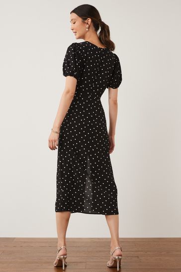 Black and top white split dress