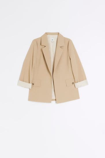 Buy River Island Brown Girls Rolled Sleeve Blazer from Next Bahrain