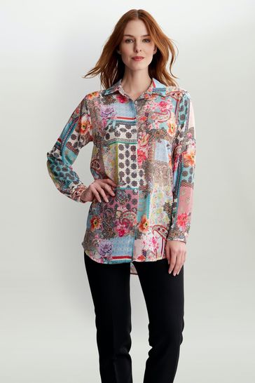 Gina Bacconi Pink Halle Printed Georgette Shirt Tunic