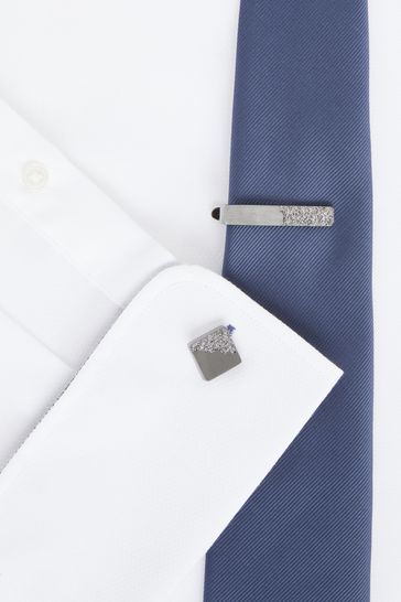 Gun Metal Tie Clip and Cufflink Set