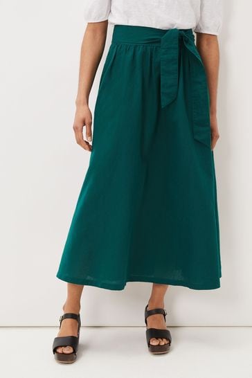 Phase Eight Green Amorette Belted Linen Maxi Skirt