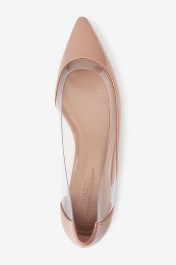 Buy Nude Forever Comfort Point Toe Vinyl Ballerina Flat Shoes