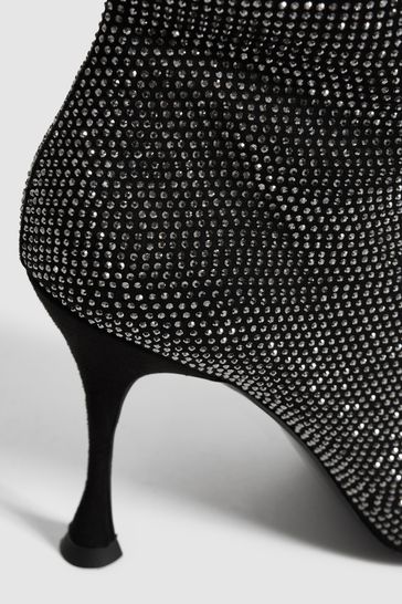 Buy Reiss Black Clement Crystal Point Knee High Boots from Next