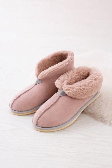 Celtic & Co. Ladies Pink Sheepskin Bootee Slippers